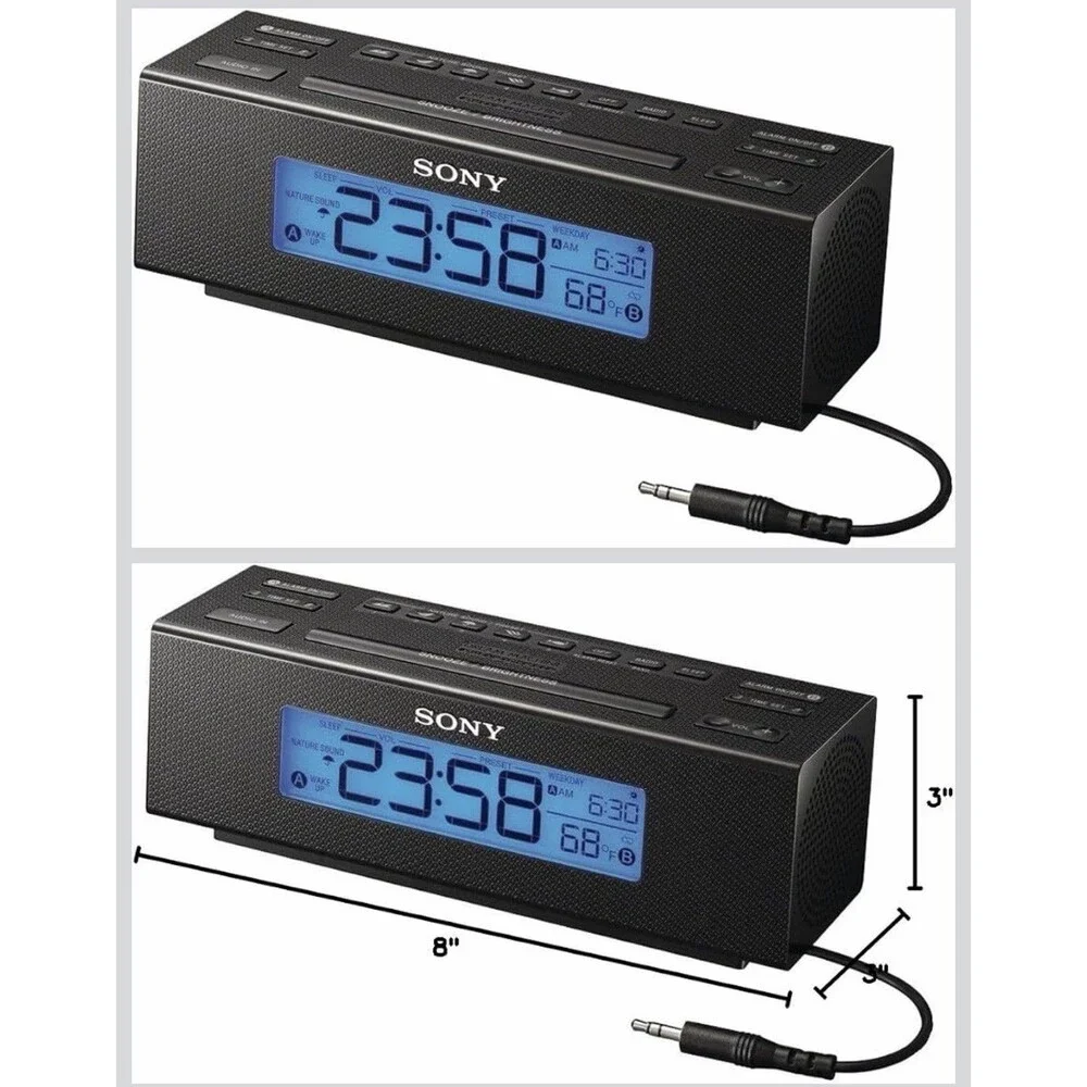 Sony ICF-C707 Dream Machine Clock Radio Blue LCD Dual Alarm Thermometer